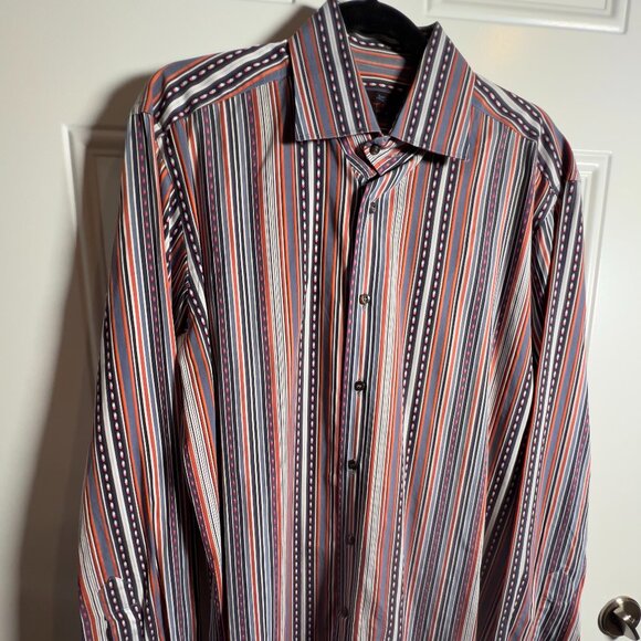 Men's ETRO Striped Dress Shirt 42 - Picture 1 of 6